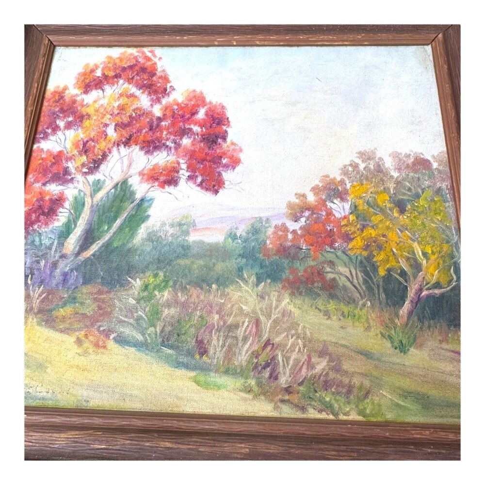 Autumn Fall Leaves Landscape Oil Painting Bessie Cooke Original Framed Artwork - Picture 2 of 9